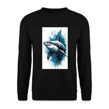 Shark | Great White Shark | Sea Creature | Fish - Unisex Sweatshirt - black - Front - Alina (178cm) & Michal (187cm)