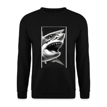 Shark | Great White Shark | Sea Creature | Fish - Unisex Sweatshirt - black - Front - Alina (178cm) & Michal (187cm)