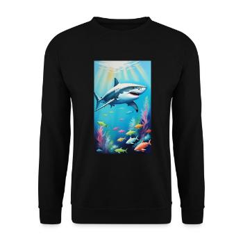 Shark | Great White Shark | Sea Creature | Fish - Unisex Sweatshirt - black - Front - Alina (178cm) & Michal (187cm)