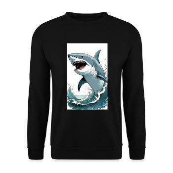 Shark | Great White Shark | Sea Creature | Fish - Unisex Sweatshirt - black - Front - Alina (178cm) & Michal (187cm)