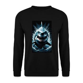 Shark | Great White Shark | Sea Creature | Fish - Unisex Sweatshirt - black - Front - Alina (178cm) & Michal (187cm)