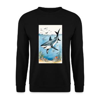 Shark | Great White Shark | Sea Creature | Fish - Unisex Sweatshirt - black - Front - Alina (178cm) & Michal (187cm)