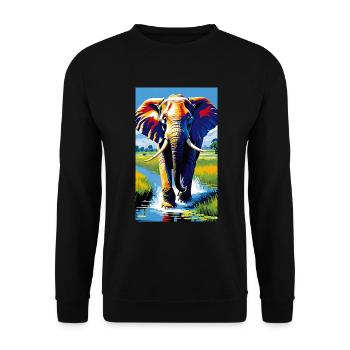 Elefant | Wildtier | Afrika | Kindermotive - Unisex Pullover - Schwarz - Vorne - Alina (178cm) & Michal (187cm)