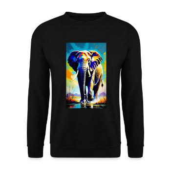 Elefant | Wildtier | Afrika | Kindermotive - Unisex Pullover - Schwarz - Vorne - Alina (178cm) & Michal (187cm)
