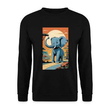 Elefant | Wildtier | Afrika | Kindermotive - Unisex Pullover - Schwarz - Vorne - Alina (178cm) & Michal (187cm)