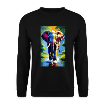 Elefant | Wildtier | Afrika | Kindermotive - Unisex Pullover - Schwarz - Vorne - Alina (178cm) & Michal (187cm)