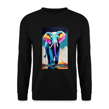 Elefant | Wildtier | Afrika | Kindermotive - Unisex Pullover - Schwarz - Vorne - Alina (178cm) & Michal (187cm)