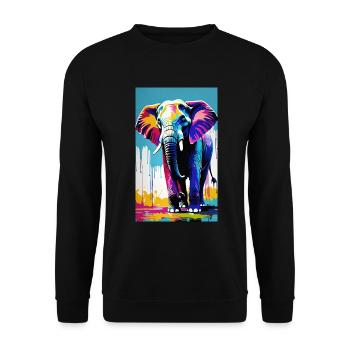 Elefant | Wildtier | Afrika | Kindermotive - Unisex Pullover - Schwarz - Vorne - Alina (178cm) & Michal (187cm)