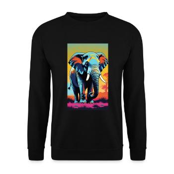 Elefant | Wildtier | Afrika | Kindermotive - Unisex Pullover - Schwarz - Vorne - Alina (178cm) & Michal (187cm)