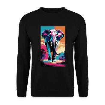 Elephant | Wild Animal | Africa | Children's motifs - Unisex Sweatshirt - black - Front - Alina (178cm) & Michal (187cm)