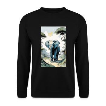 Elefant | Wildtier | Afrika | Kindermotive - Unisex Pullover - Schwarz - Vorne - Alina (178cm) & Michal (187cm)