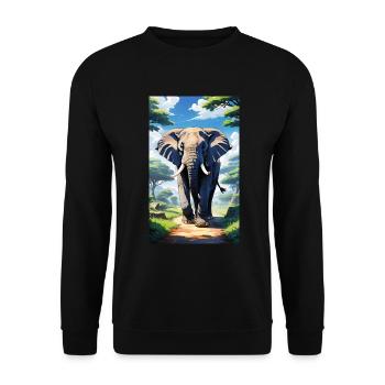 Elefant | Wildtier | Afrika | Kindermotive - Unisex Pullover - Schwarz - Vorne - Alina (178cm) & Michal (187cm)