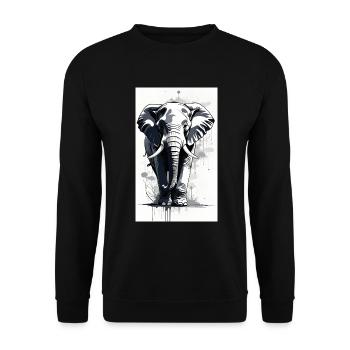 Elefant | Wildtier | Afrika | Kindermotive - Unisex Pullover - Schwarz - Vorne - Alina (178cm) & Michal (187cm)