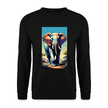 Elefant | Wildtier | Afrika | Kindermotive - Unisex Pullover - Schwarz - Vorne - Alina (178cm) & Michal (187cm)