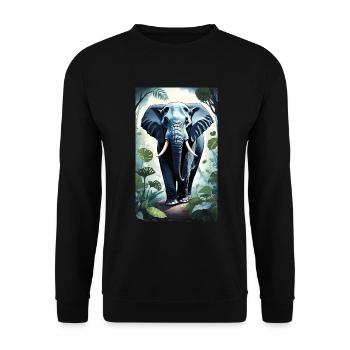 Elefant | Wildtier | Afrika | Kindermotive - Unisex Pullover - Schwarz - Vorne - Alina (178cm) & Michal (187cm)