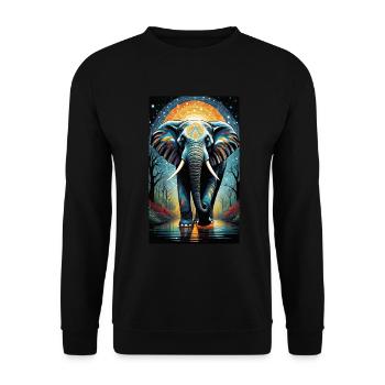 Elefant | Wildtier | Afrika | Kindermotive - Unisex Pullover - Schwarz - Vorne - Alina (178cm) & Michal (187cm)