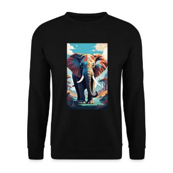 Elefant | Wildtier | Afrika | Kindermotive - Unisex Pullover - Schwarz - Vorne - Alina (178cm) & Michal (187cm)