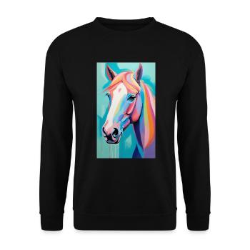 Horse | Horse Riding | Animal | Mount | Colorful - Unisex Sweatshirt - black - Front - Alina (178cm) & Michal (187cm)