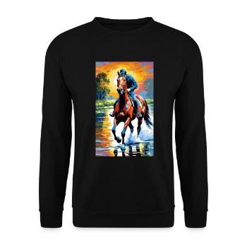 Horse | Horse Riding | Animal | Mount | Colorful - Unisex Sweatshirt - black - Front - Alina (178cm) & Michal (187cm)