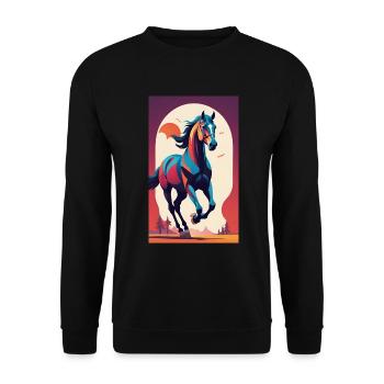 Horse | Horse Riding | Animal | Mount | Colorful - Unisex Sweatshirt - black - Front - Alina (178cm) & Michal (187cm)