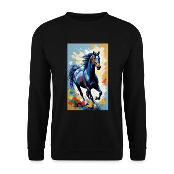 Cheval | Équitation | Animaux | Monture | Coloré - Sweat-shirt Unisexe - noir - Devant - Alina (178cm) & Michal (187cm)