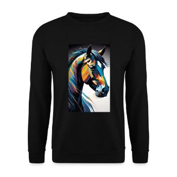 Horse | Horse Riding | Animal | Mount | Colorful - Unisex Sweatshirt - black - Front - Alina (178cm) & Michal (187cm)