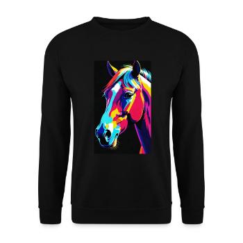 Horse | Horse Riding | Animal | Mount | Colorful - Unisex Sweatshirt - black - Front - Alina (178cm) & Michal (187cm)