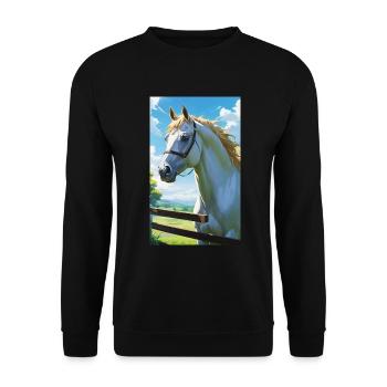 Cheval | Équitation | Animaux | Monture | Coloré - Sweat-shirt Unisexe - noir - Devant - Alina (178cm) & Michal (187cm)