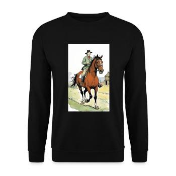 Pferd | reiten | Tier | Reittier | Bunt - Unisex Pullover - Schwarz - Vorne - Alina (178cm) & Michal (187cm)