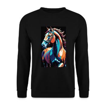 Cheval | Équitation | Animaux | Monture | Coloré - Sweat-shirt Unisexe - noir - Devant - Alina (178cm) & Michal (187cm)