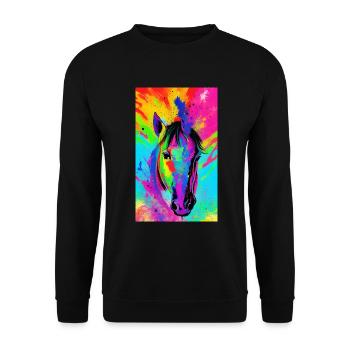 Horse | Horse Riding | Animal | Mount | Colorful - Unisex Sweatshirt - black - Front - Alina (178cm) & Michal (187cm)