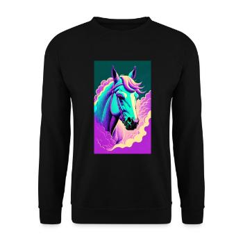Horse | Horse Riding | Animal | Mount | Colorful - Unisex Sweatshirt - black - Front - Alina (178cm) & Michal (187cm)