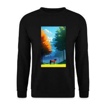 Pferd | reiten | Tier | Reittier | Bunt - Unisex Pullover - Schwarz - Vorne - Alina (178cm) & Michal (187cm)