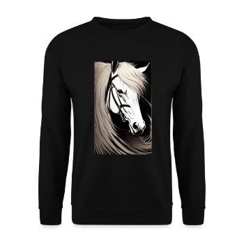 Cheval | Équitation | Animaux | Monture | Coloré - Sweat-shirt Unisexe - noir - Devant - Alina (178cm) & Michal (187cm)