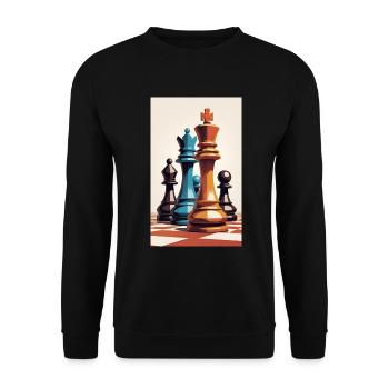 Schach | Schachfigur | Schachspieler - Unisex Pullover - Schwarz - Vorne - Alina (178cm) & Michal (187cm)