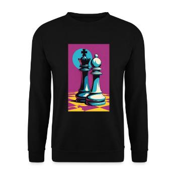 Schach | Schachfigur | Schachspieler - Unisex Pullover - Schwarz - Vorne - Alina (178cm) & Michal (187cm)