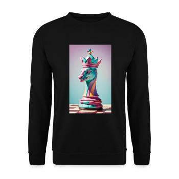 Schach | Schachfigur | Schachspieler - Unisex Pullover - Schwarz - Vorne - Alina (178cm) & Michal (187cm)