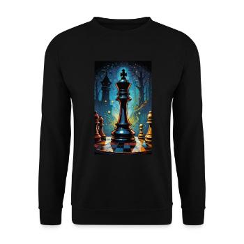 Schach | Schachfigur | Schachspieler - Unisex Pullover - Schwarz - Vorne - Alina (178cm) & Michal (187cm)