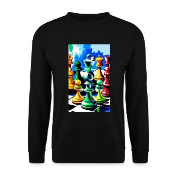 Échecs | Pièce d’échecs | Joueur d’échecs - Sweat-shirt Unisexe - noir - Devant - Alina (178cm) & Michal (187cm)
