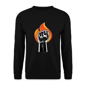 Poing levé brûle symbole de puissance noir - Sweat-shirt Unisexe - noir - Devant - Alina (178cm) & Michal (187cm)