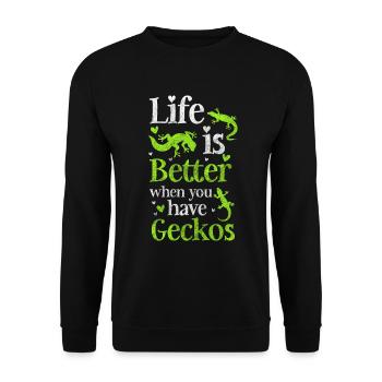 Geckos Echse Terrarium - Unisex Pullover - Schwarz - Vorne - Alina (178cm) & Michal (187cm)