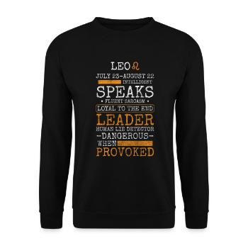 Löwe Astrologie Geburtsmonat Löwen - Unisex Pullover - Schwarz - Vorne - Alina (178cm) & Michal (187cm)