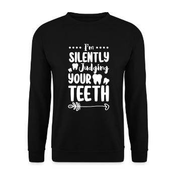 Dents Profession Infirmière Mâchoire - Sweat-shirt Unisexe - noir - Devant - Alina (178cm) & Michal (187cm)