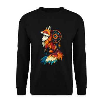 Fuchs Traumfänger - Unisex Pullover - Schwarz - Vorne - Alina (178cm) & Michal (187cm)