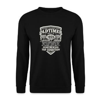 Oldtimer Baujahr 1955 Jahrgang Geburtstag Geschenk - Unisex Pullover - Schwarz - Vorne - Alina (178cm) & Michal (187cm)