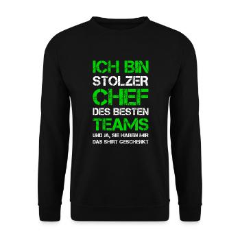 Stolzer Chef Des Besten Teams Geschenk Mitarbeiter - Unisex Pullover - Schwarz - Vorne - Alina (178cm) & Michal (187cm)
