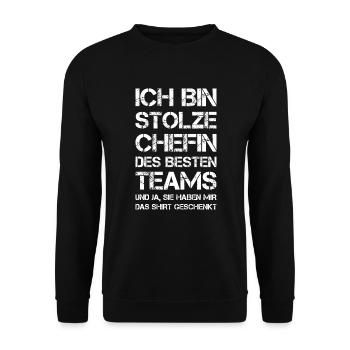Stolze Chefin Besten Teams Das Shirt Geschenkt - Unisex Pullover - Schwarz - Vorne - Alina (178cm) & Michal (187cm)
