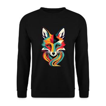 Fuchs Grafik Wald Natur Waldtiere Tiere Wildtiere - Unisex Pullover - Schwarz - Vorne - Alina (178cm) & Michal (187cm)