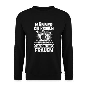 Kegeln Kegler Kegel Männer Kegelbahn Kegeltour - Unisex Pullover - Schwarz - Vorne - Alina (178cm) & Michal (187cm)
