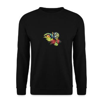 Regenbogen Katze - Premium Design - Unisex Pullover - Schwarz - Vorne - Alina (178cm) & Michal (187cm)